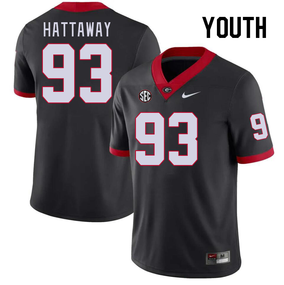 Youth #93 Will Hattaway Georgia Bulldogs College Football Jerseys Stitched-Black